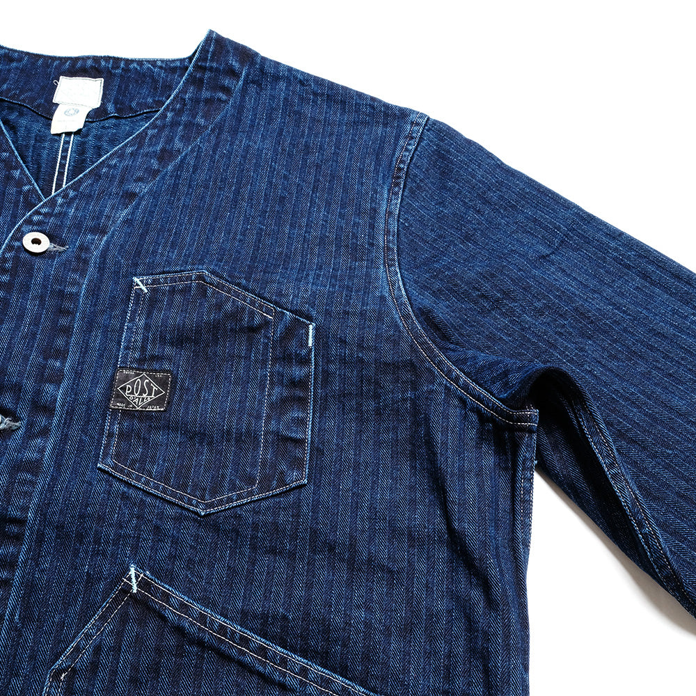 POST O'ALLS - Stoker's Jacket - Herringbone Denim Double Indigo - 1104-HBI