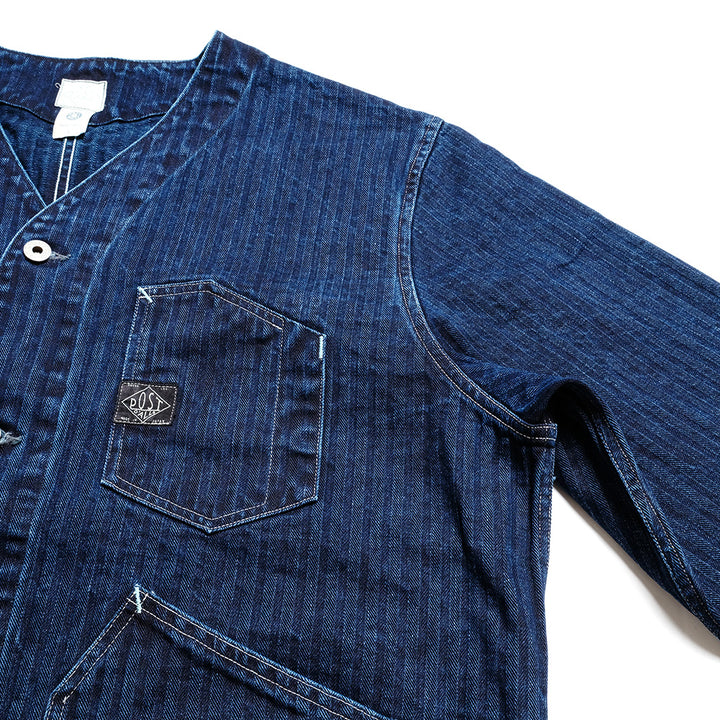 POST O'ALLS - Stoker's Jacket - Herringbone Denim Double Indigo - 1104-HBI