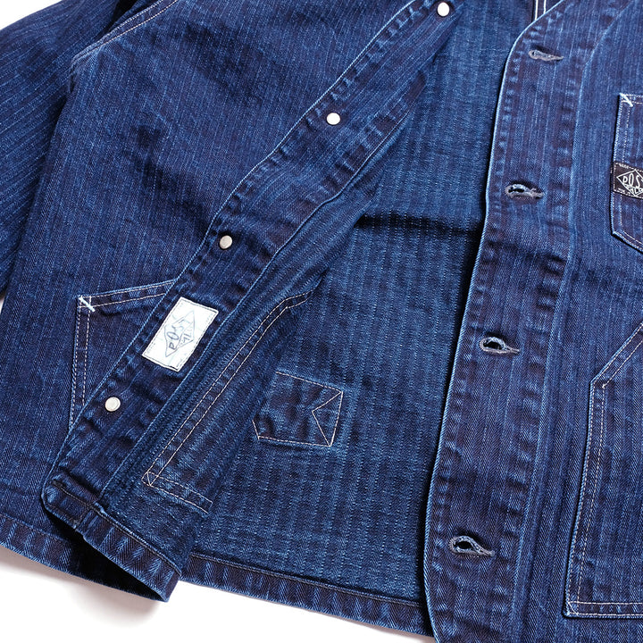 POST O'ALLS - Stoker's Jacket - Herringbone Denim Double Indigo - 1104-HBI