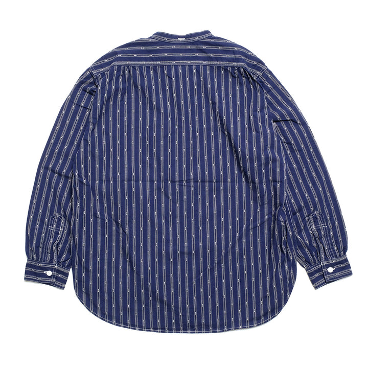 POST O'ALLS - Band Collar Shirt MV - stripe shirting indigo - 1203C-SSI