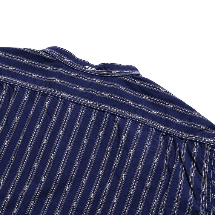 POST O'ALLS - Band Collar Shirt MV - stripe shirting indigo - 1203C-SSI