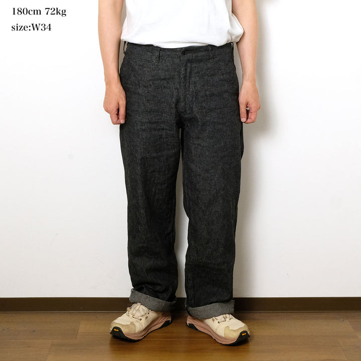 BURGUS PLUS - Military Trousers - Indigo Linen / Cotton Selvedge Denim -  Lot.402Z-11-ND