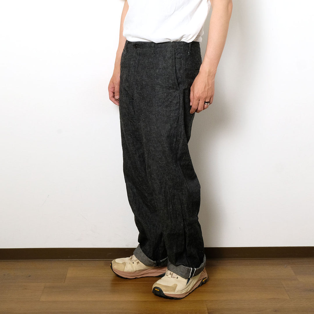 BURGUS PLUS - Military Trousers - Indigo Linen / Cotton Selvedge Denim -  Lot.402Z-11-ND