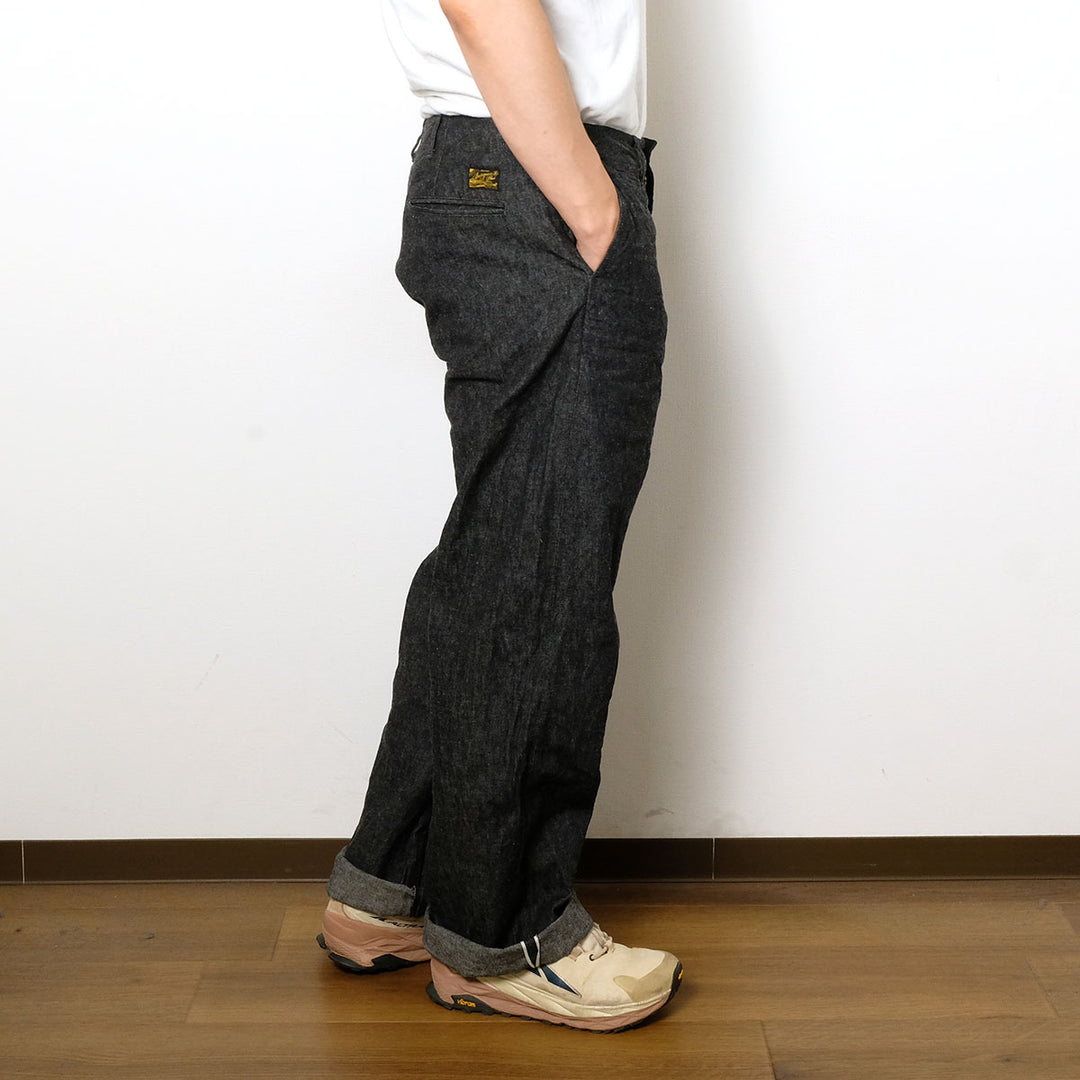 BURGUS PLUS - Military Trousers - Indigo Linen / Cotton Selvedge Denim -  Lot.402Z-11-ND