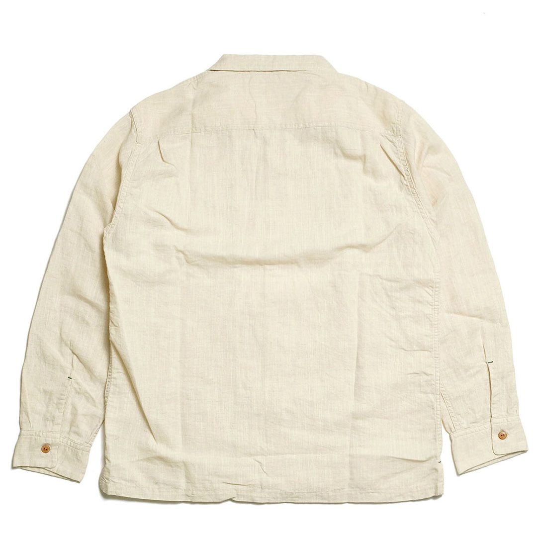 BURGUS PLUS - Open Collar Cotton Linen L/S Shirt - BP26501