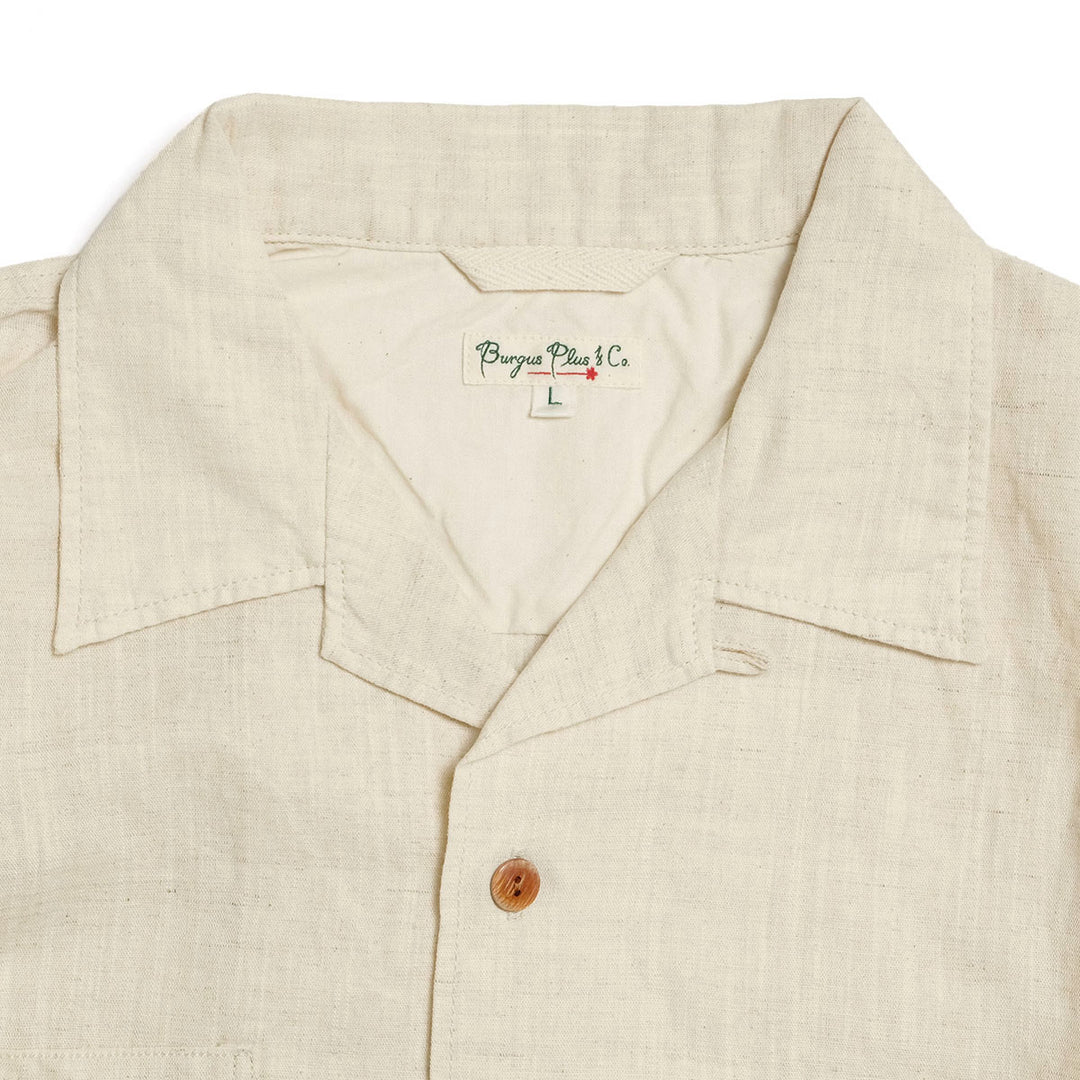 BURGUS PLUS - Open Collar Cotton Linen L/S Shirt - BP26501