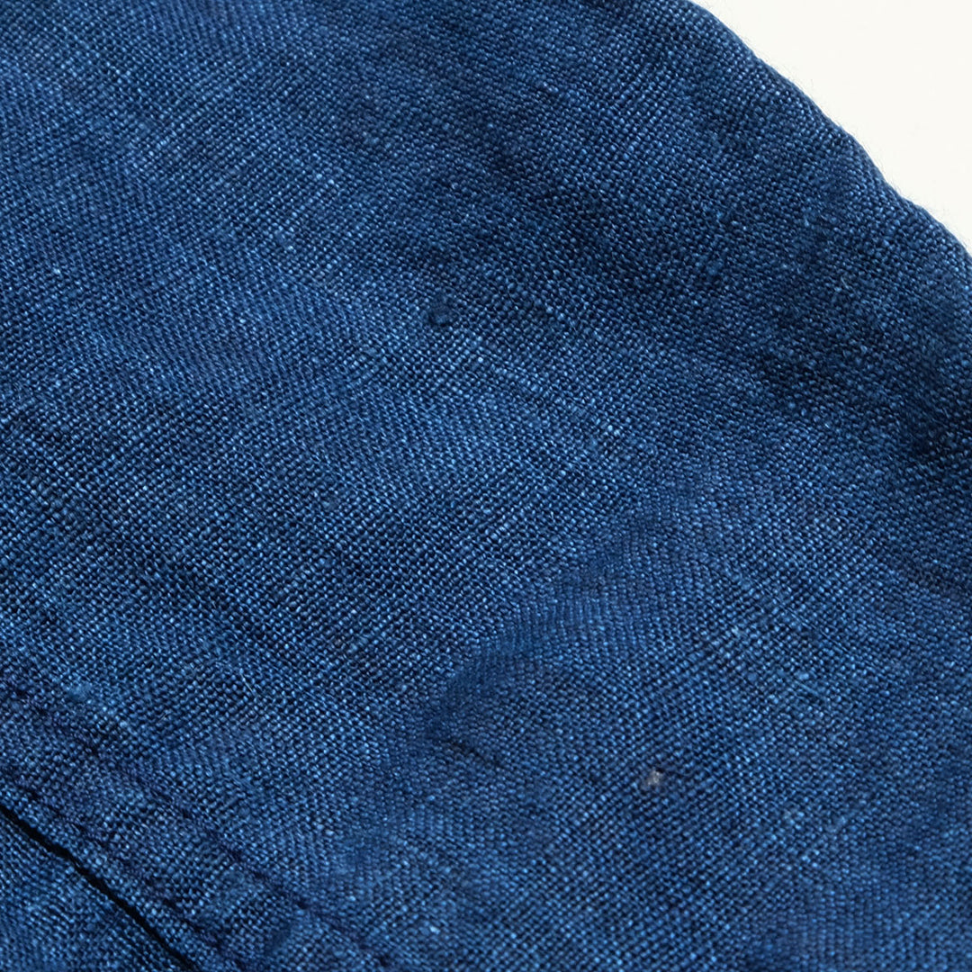 BURGUS PLUS - Indigo Open Collar Linen L/S Shirt - BP26502
