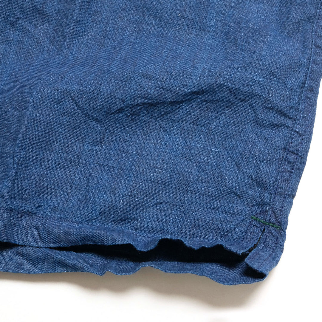 BURGUS PLUS - Indigo Open Collar Linen L/S Shirt - BP26502