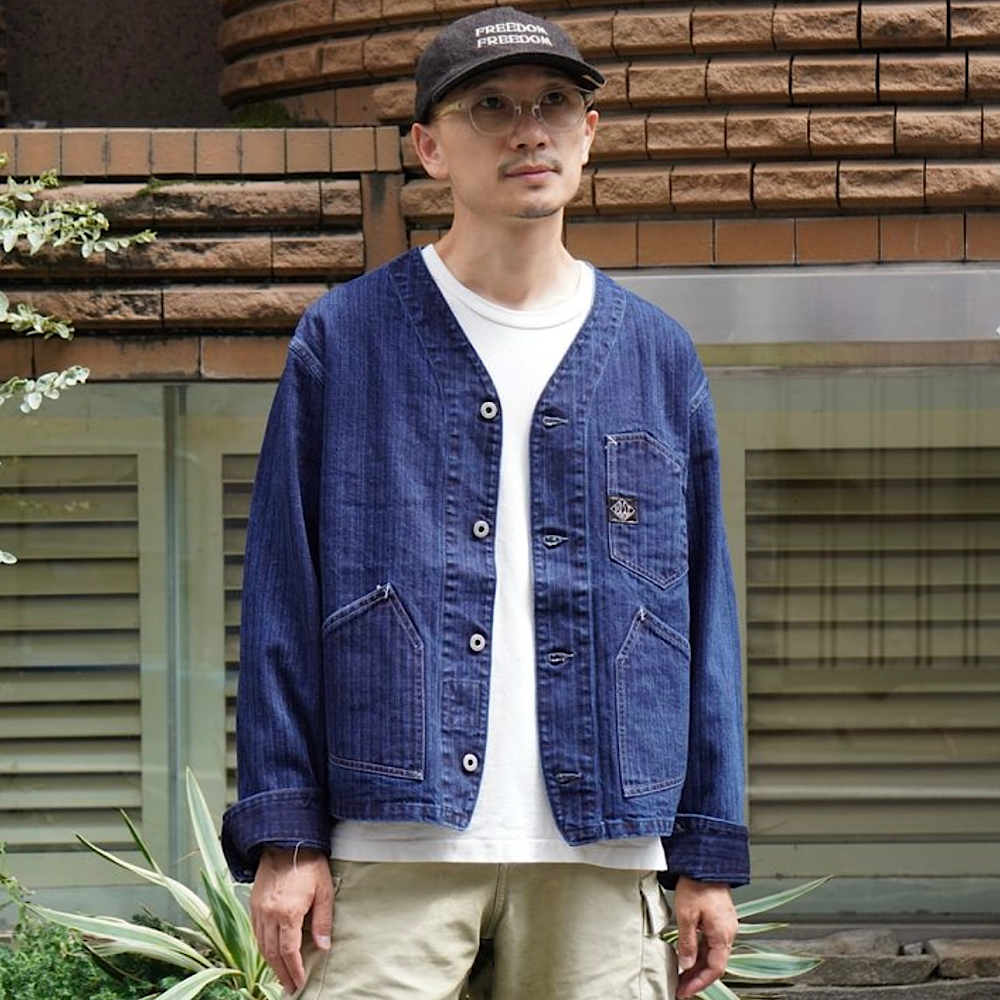POST O'ALLS - Stoker's Jacket - Herringbone Denim Double Indigo - 1104-HBI
