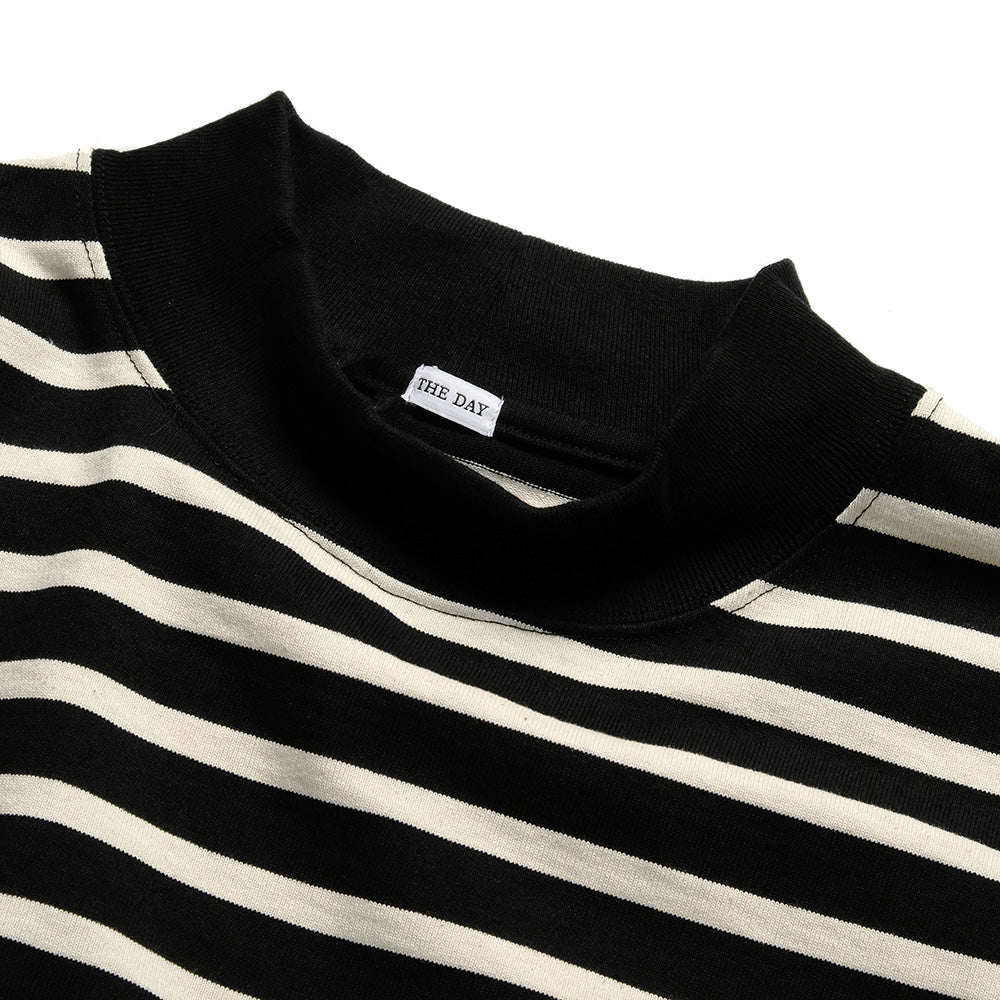 THE DAY - MOCK NECK BORDER L/S T-SHIRT - D24AW-02001