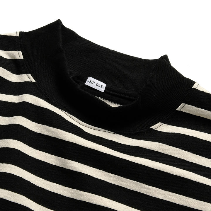 THE DAY - MOCK NECK BORDER L/S T-SHIRT - D24AW-02001