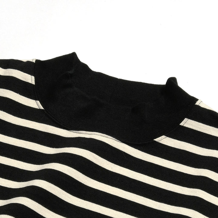 THE DAY - MOCK NECK BORDER L/S T-SHIRT - D24AW-02001