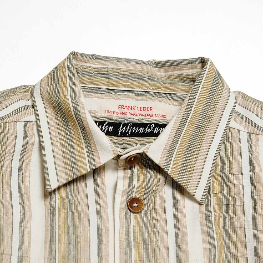 FRANK LEDER - DEAD STOCK LIMITED RARE VINTAGE FABRIC SHIRT - GREEN STRIPE - FL-0716003