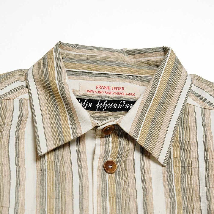FRANK LEDER - DEAD STOCK LIMITED RARE VINTAGE FABRIC SHIRT - GREEN STRIPE - FL-0716003