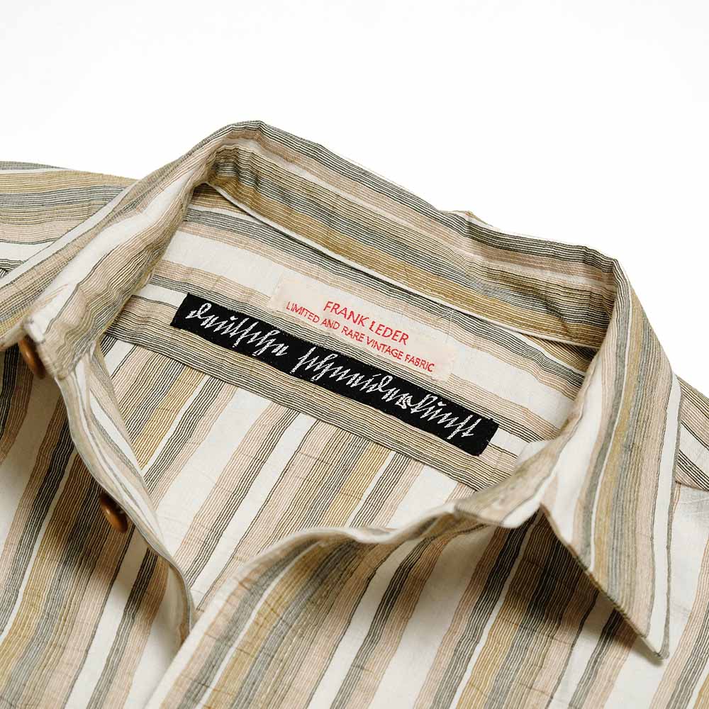 FRANK LEDER - DEAD STOCK LIMITED RARE VINTAGE FABRIC SHIRT - GREEN STRIPE - FL-0716003