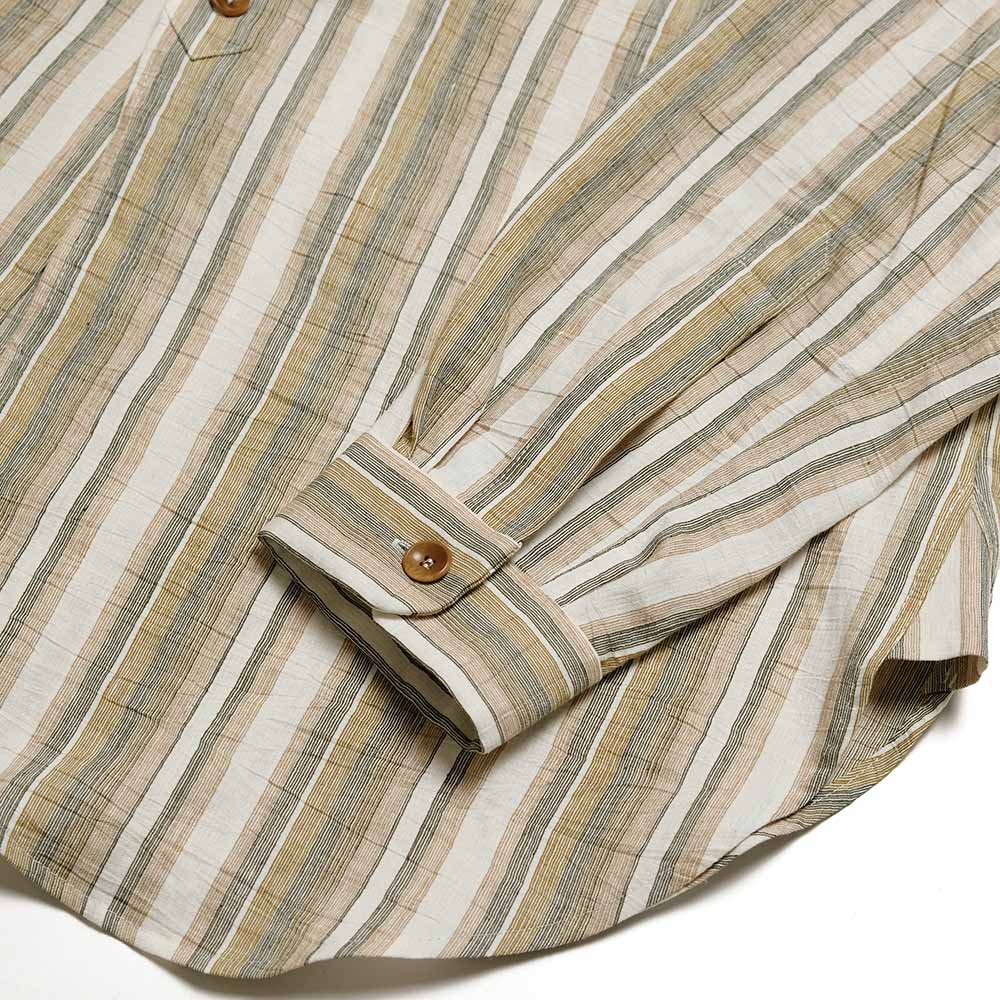 FRANK LEDER - DEAD STOCK LIMITED RARE VINTAGE FABRIC SHIRT - GREEN STRIPE - FL-0716003