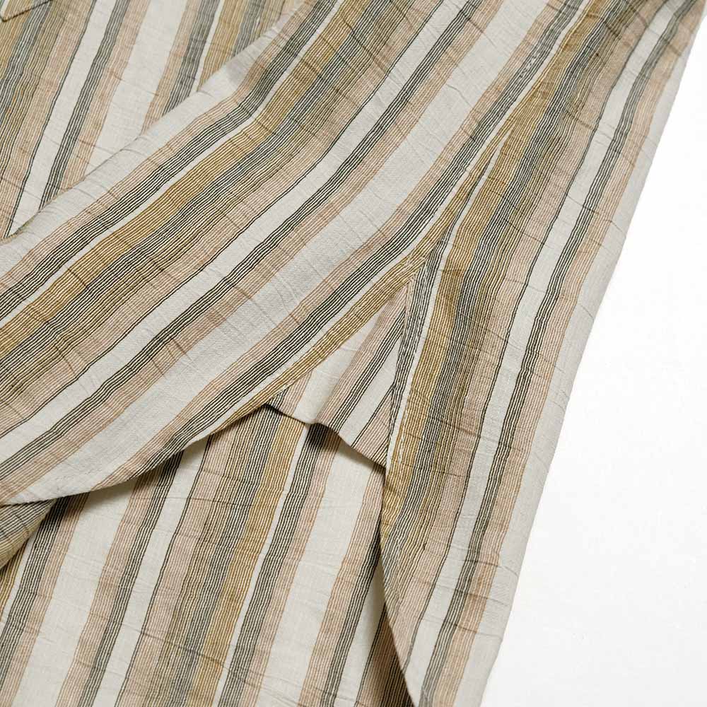 FRANK LEDER - DEAD STOCK LIMITED RARE VINTAGE FABRIC SHIRT - GREEN STRIPE - FL-0716003