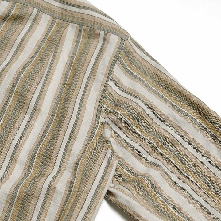 FRANK LEDER - DEAD STOCK LIMITED RARE VINTAGE FABRIC SHIRT - GREEN STRIPE - FL-0716003