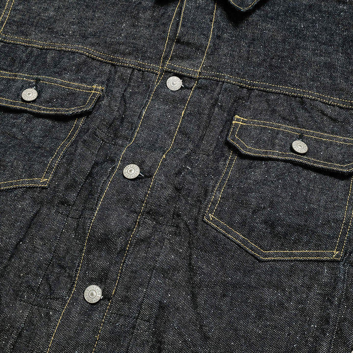 GOLD - RECYCLED WASTE SUVIN COTTON YARN 14oz. DENIM JACKET - GL15674A