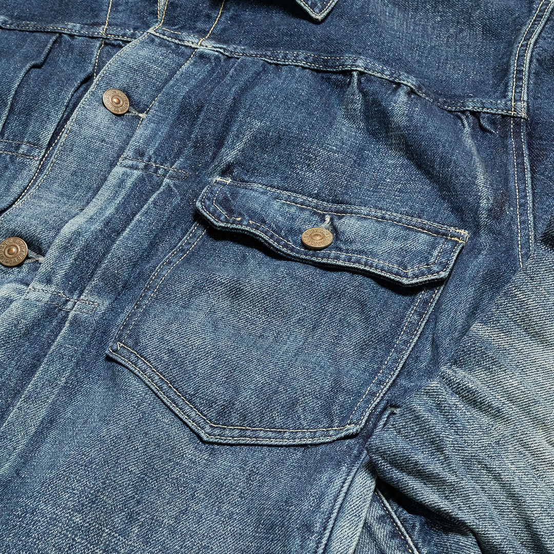 GOLD - RECYCLED WASTE SUVIN COTTON YARN 11.5oz. DENIM BLOUSE - VINTAGE WASHED - GL15861H