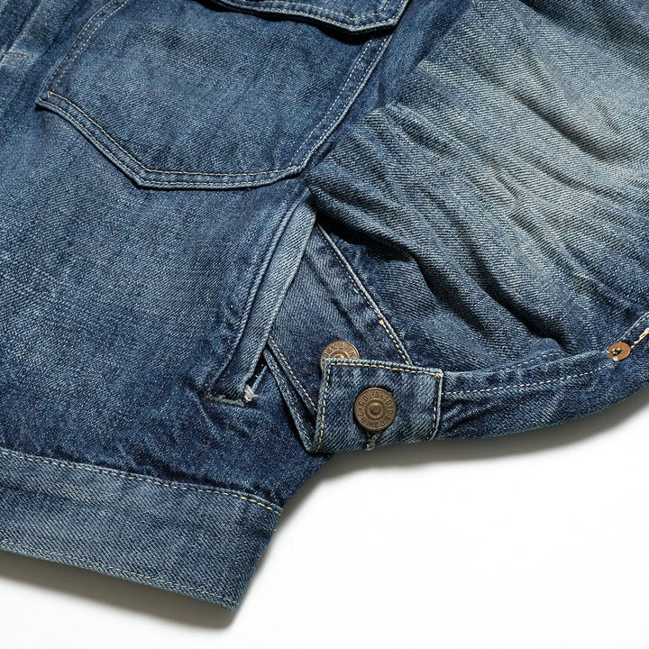 GOLD - RECYCLED WASTE SUVIN COTTON YARN 11.5oz. DENIM BLOUSE - VINTAGE WASHED - GL15861H