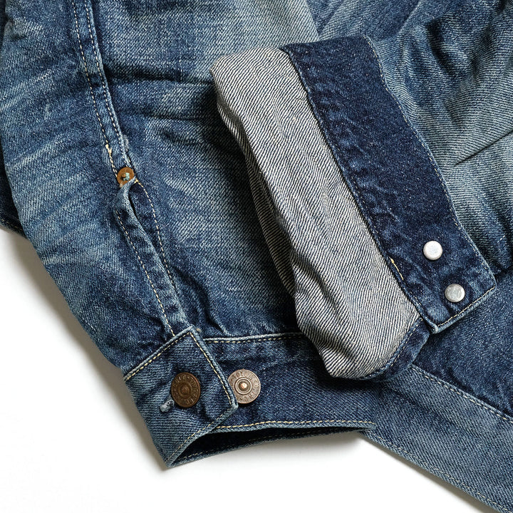 GOLD - RECYCLED WASTE SUVIN COTTON YARN 11.5oz. DENIM BLOUSE - VINTAGE WASHED - GL15861H