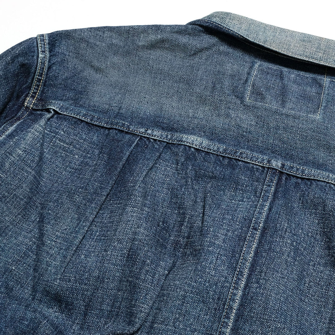 GOLD - RECYCLED WASTE SUVIN COTTON YARN 11.5oz. DENIM BLOUSE - VINTAGE WASHED - GL15861H