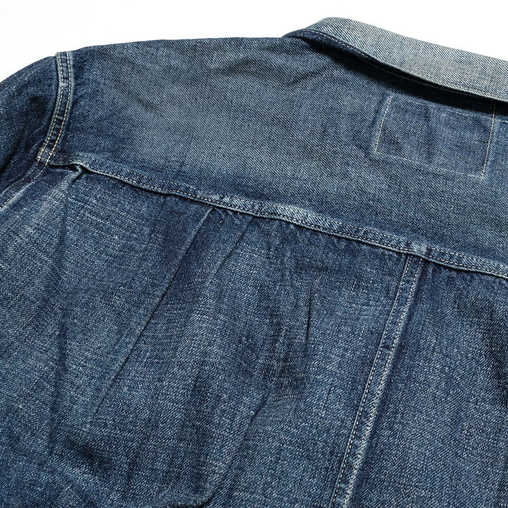 GOLD - RECYCLED WASTE SUVIN COTTON YARN 11.5oz. DENIM BLOUSE - VINTAGE WASHED - GL15861H