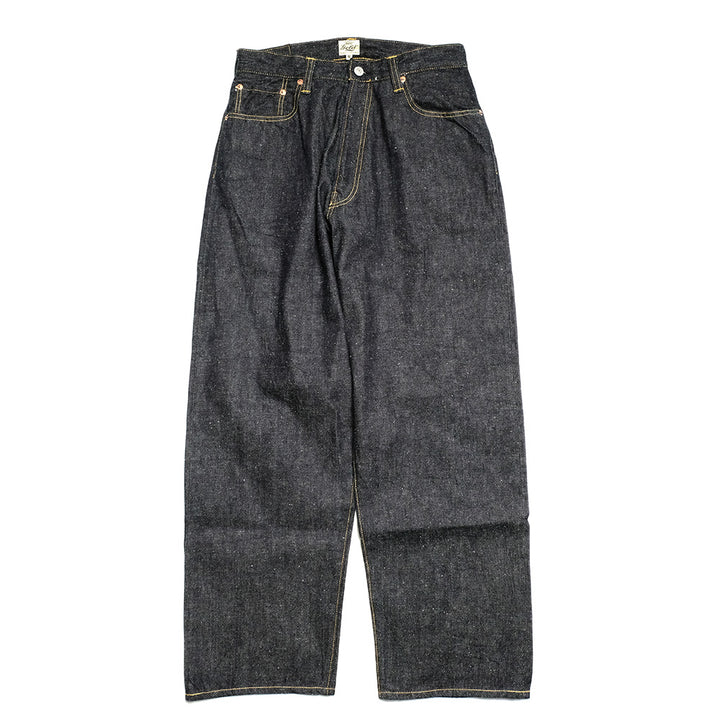 GOLD - RECYCLED WASTE SUVIN COTTON YARN 11.5oz. DENIM 5POCKET WIDE PANTS (ZIPPER FLY) - GL42505A