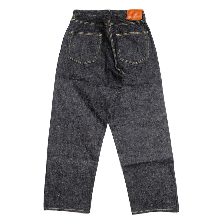 GOLD - RECYCLED WASTE SUVIN COTTON YARN 11.5oz. DENIM 5POCKET WIDE PANTS (ZIPPER FLY) - GL42505A