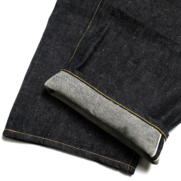 GOLD - RECYCLED WASTE SUVIN COTTON YARN 11.5oz. DENIM 5POCKET WIDE PANTS (ZIPPER FLY) - GL42505A
