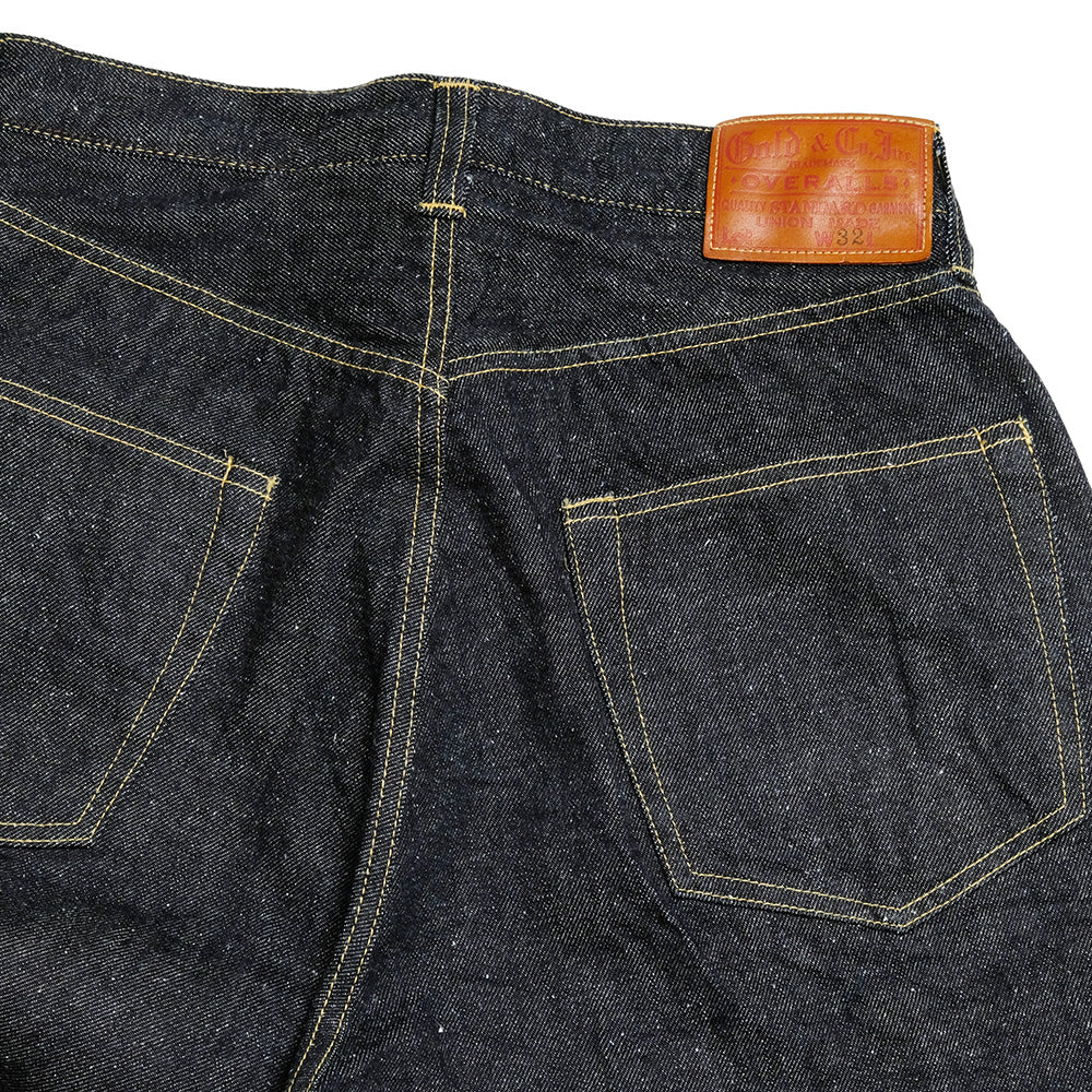 GOLD - RECYCLED WASTE SUVIN COTTON YARN 11.5oz. DENIM 5POCKET WIDE PANTS (ZIPPER FLY) - GL42505A