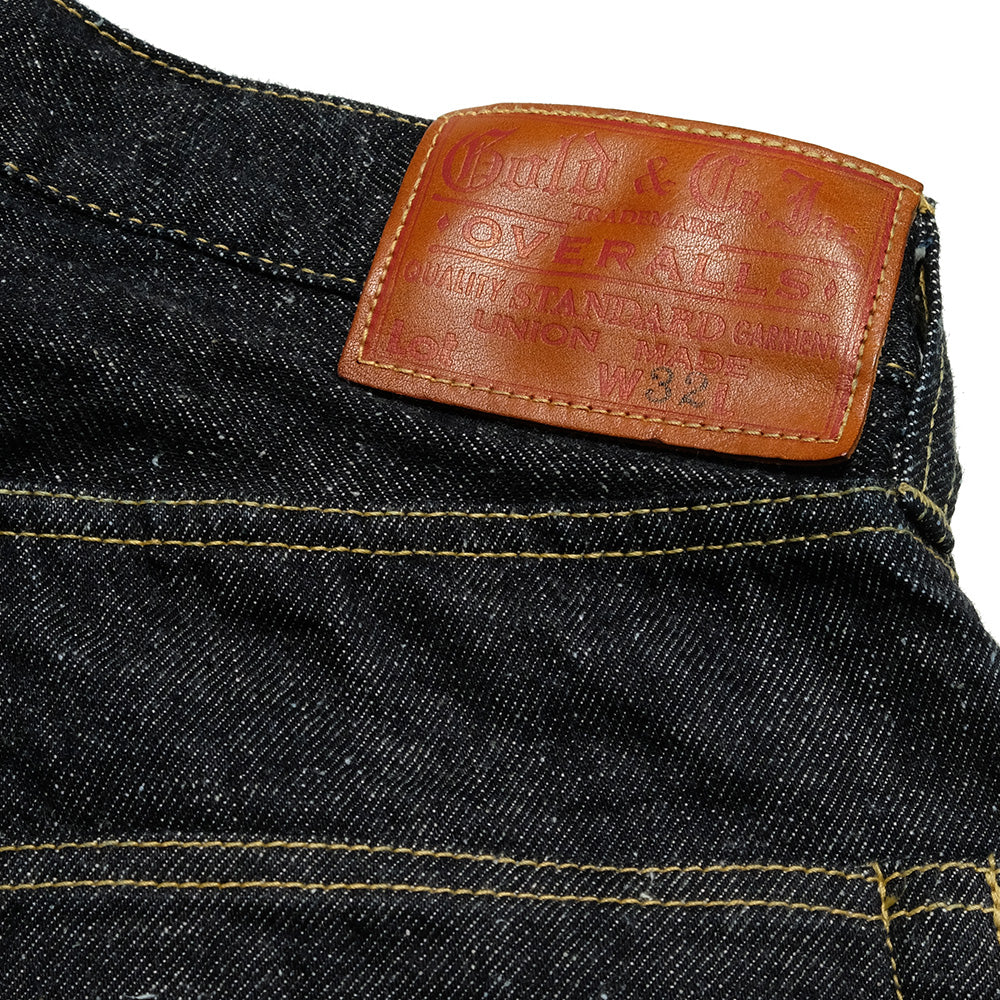 GOLD - RECYCLED WASTE SUVIN COTTON YARN 11.5oz. DENIM 5POCKET WIDE PANTS (ZIPPER FLY) - GL42505A