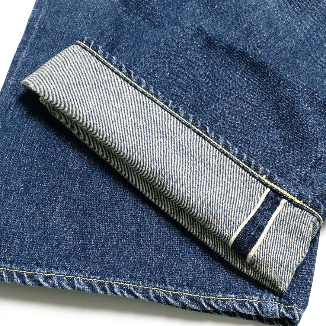 GOLD - RECYCLED WASTE SUVIN COTTON YARN 11.5oz. DENIM 5POCKET WIDE PANTS - VINTAGE WASHED - GL42621H
