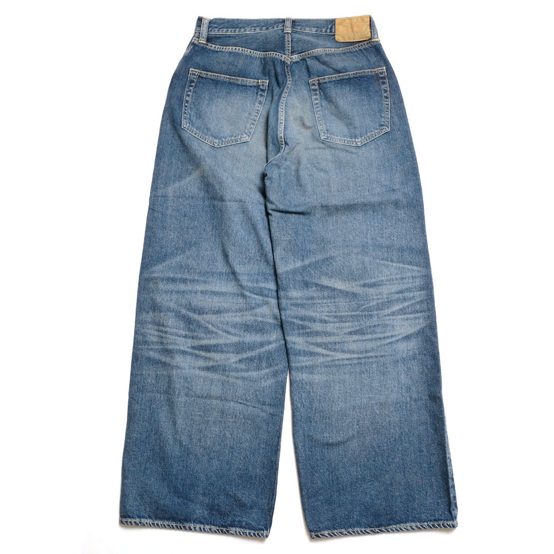 GOLD - RECYCLED WASTE SUVIN COTTON YARN 11.5oz. DENIM 5POCKET BAGGY PANTS - VINTAGE WASHED - GL42622H