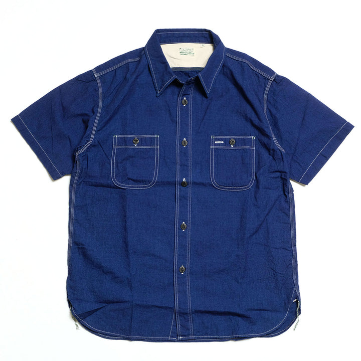 BURGUS PLUS - S/S Indigo × Indigo Chambray Work Shirt - HBP-300CHBS