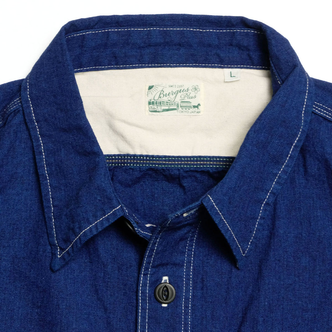BURGUS PLUS - S/S Indigo × Indigo Chambray Work Shirt - HBP-300CHBS