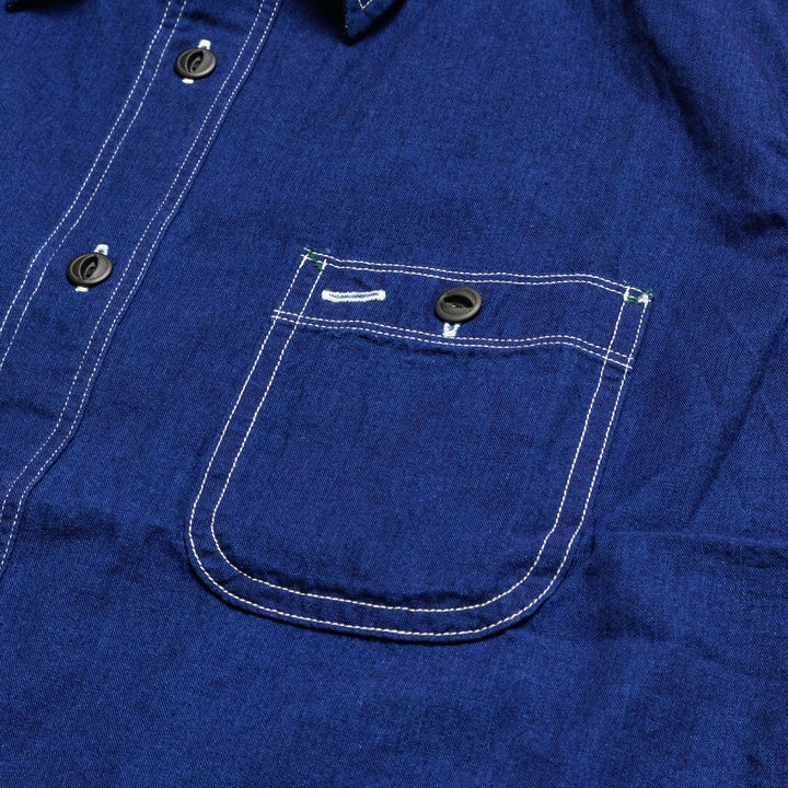 BURGUS PLUS - S/S Indigo × Indigo Chambray Work Shirt - HBP-300CHBS