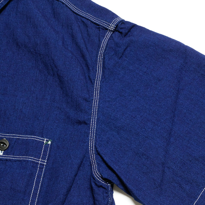 BURGUS PLUS - S/S Indigo × Indigo Chambray Work Shirt - HBP-300CHBS