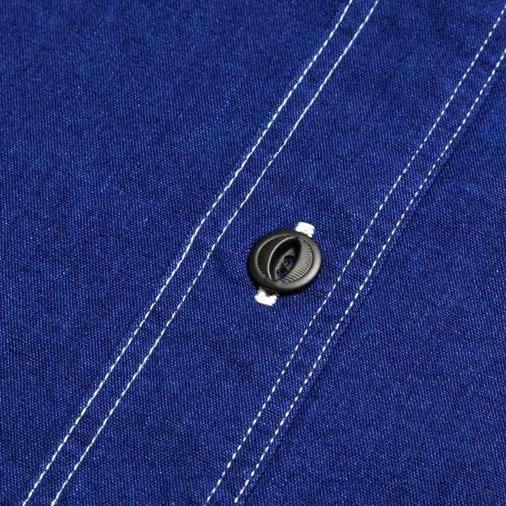 BURGUS PLUS - S/S Indigo × Indigo Chambray Work Shirt - HBP-300CHBS