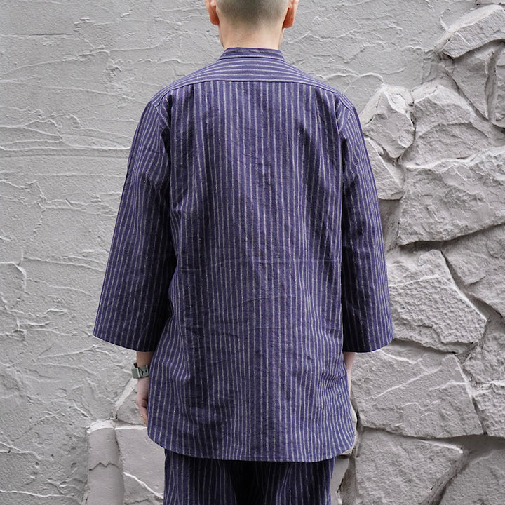 FRANK LEDER - STRIPED LINEN / COTTON - 3/4 SLEEVES SHIRT - FL-0916016