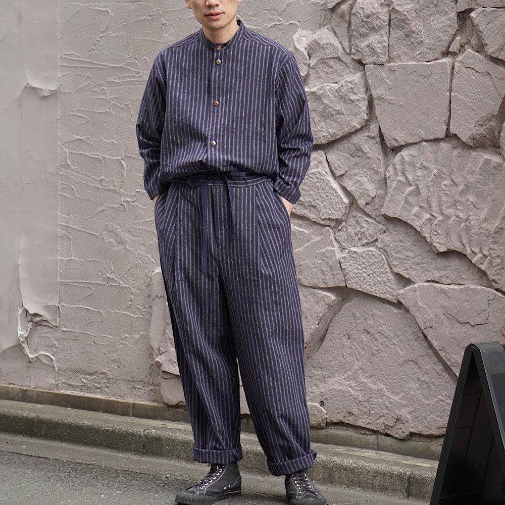 FRANK LEDER - STRIPED LINEN / COTTON - 3/4 SLEEVES SHIRT - FL-0916016