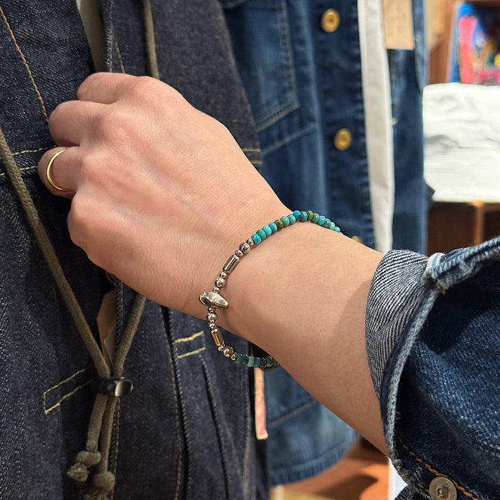 SunKu - Turquoise &amp; Silver Pipe Beads Bracelet -SK-344