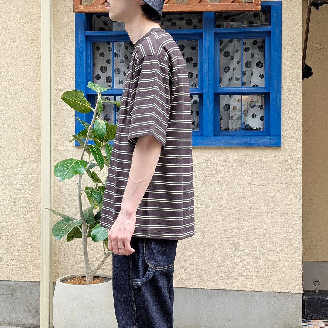 KAPTAIN SUNSHINE - Hard Twisted Stripe Jersey Half-sleeve Tee - KS26SCS08