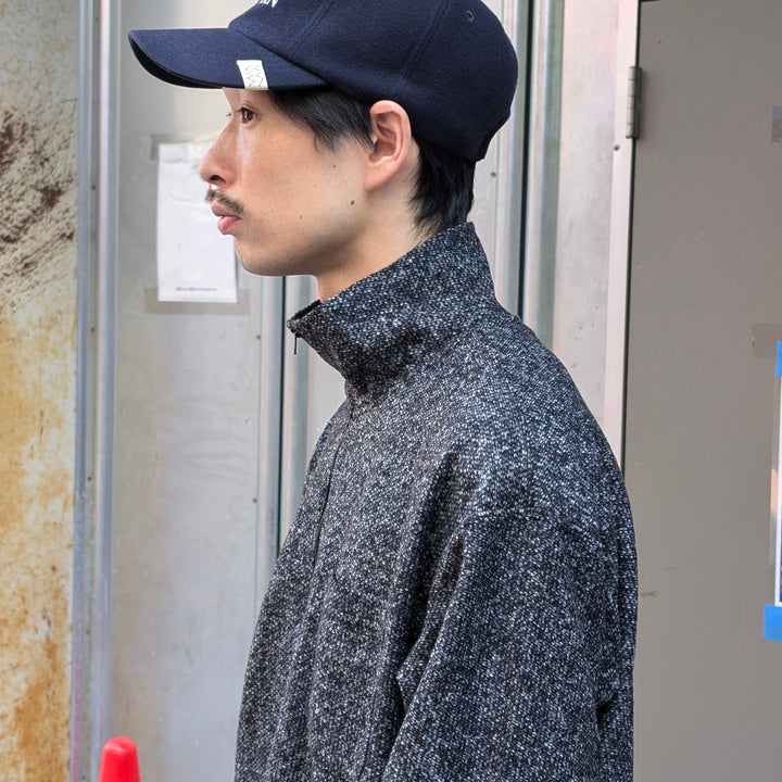 Engineered Garments - Zip Mock Neck - Charcoal Wool Poly Melange Knit - PS097