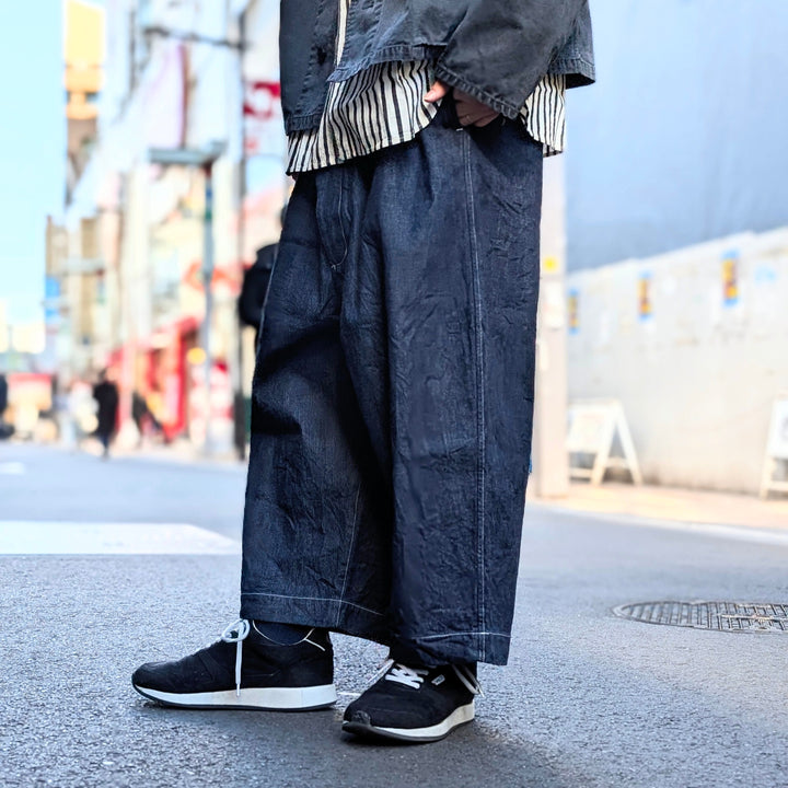 HAVERSACK - Selvedge Denim High Waist Cropped Wide Pants - 862525