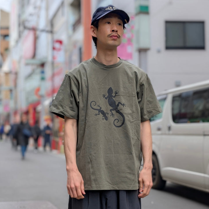 Engineered Garments - Printed Cross Crew Neck T-shirt - Gecko - QT260 / QT262 / QT263