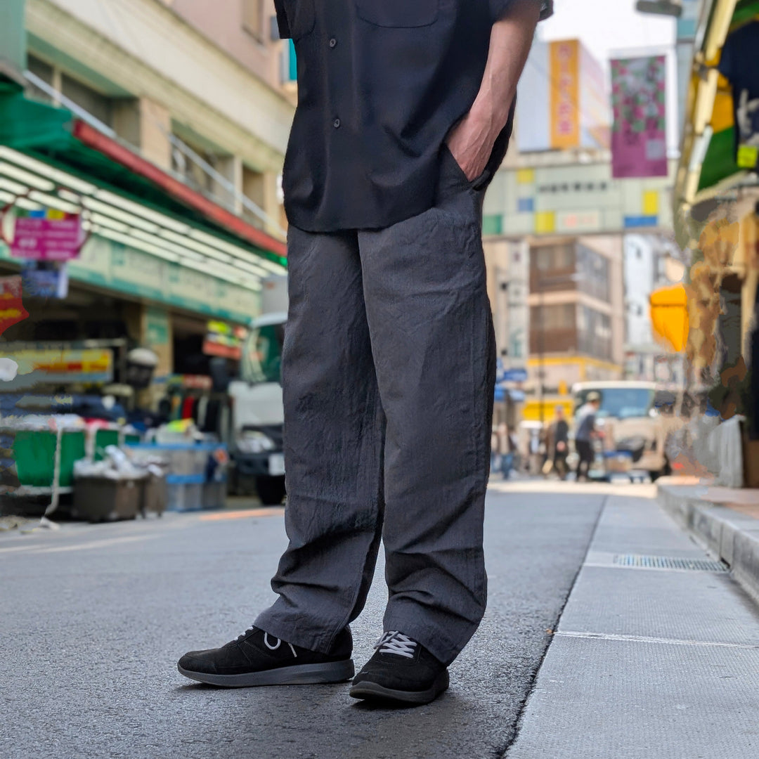GOLD - LINEN × WOOL TROPICAL 1TUCK LOOSE-FITTING PANTS - GL42506-115