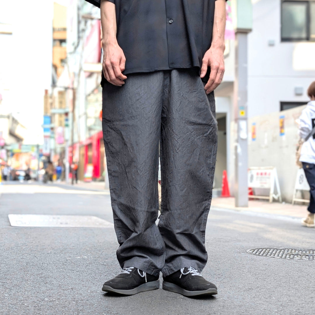 GOLD - LINEN × WOOL TROPICAL 1TUCK LOOSE-FITTING PANTS - GL42506-115