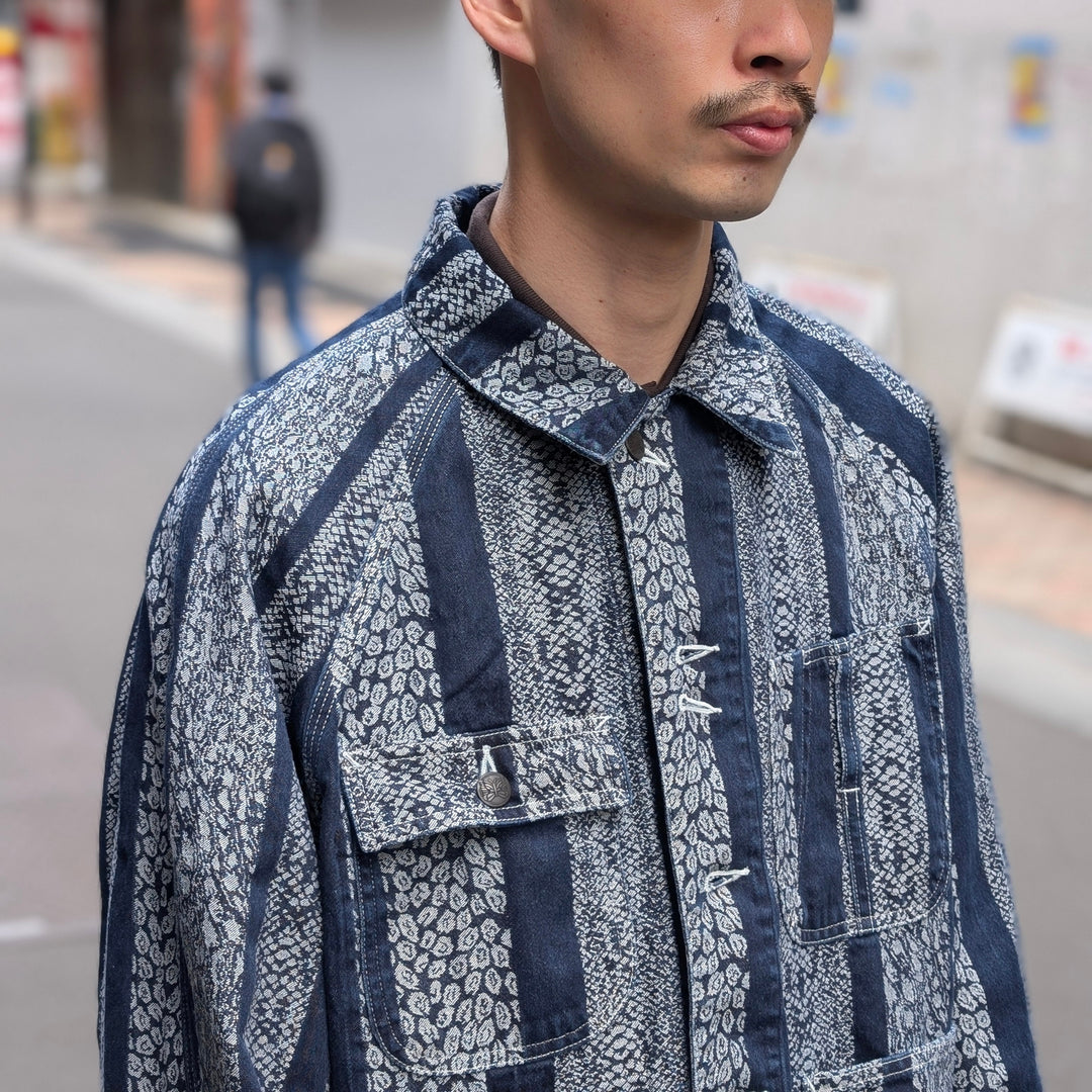 Needles - Short Coverall-10oz Denim - Python Jacquard - QV165